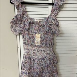LoveShackFancy Floral Ruffle Mini Dress Shanely Dress